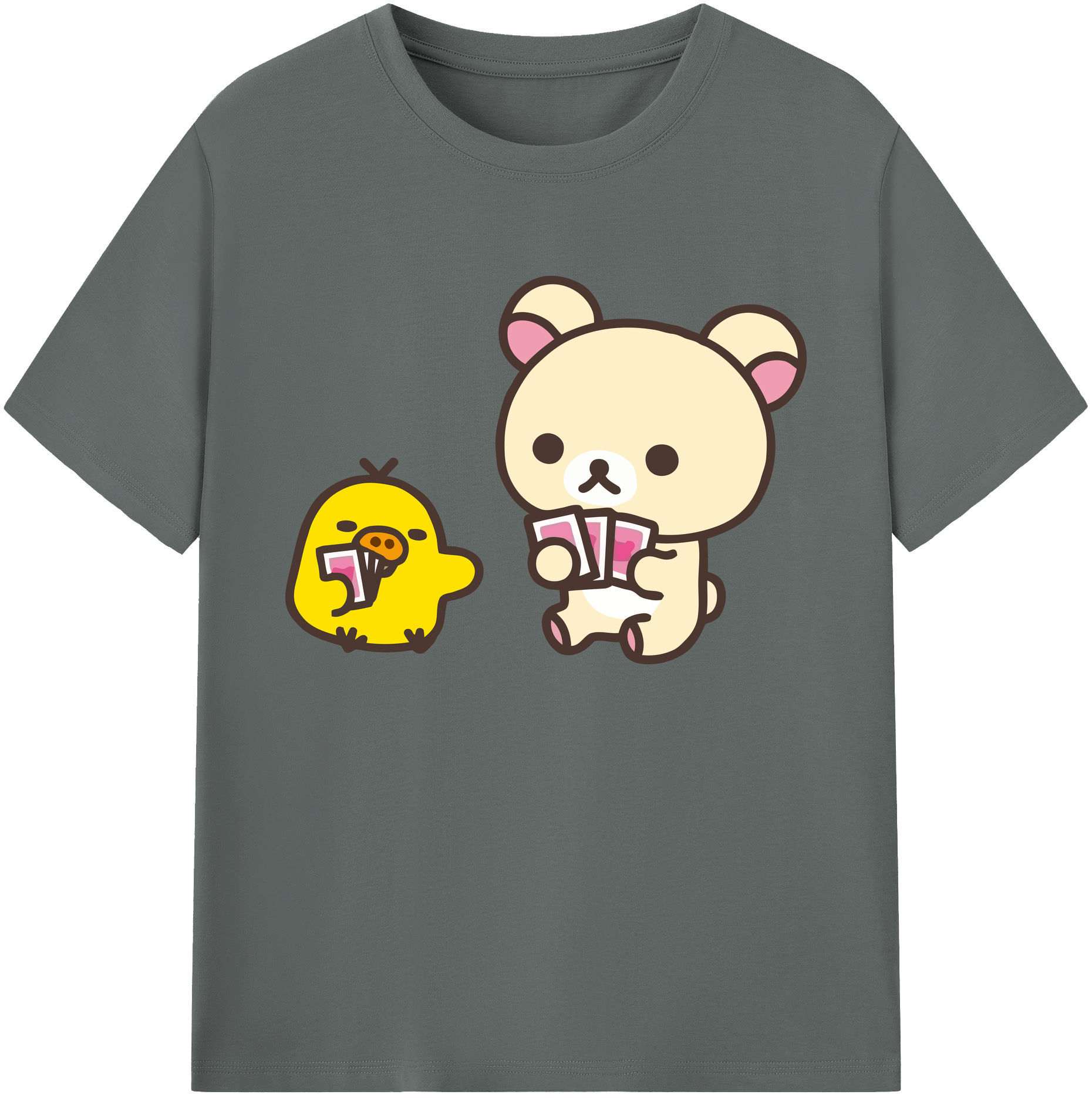 （画像用） リラックマ リラックマ キイロイトリ Rilakkuma Korilakkuma Kiiroitori 綿100％ メンズ半袖Tシャツ｜肌触りやわらか＆通気性
